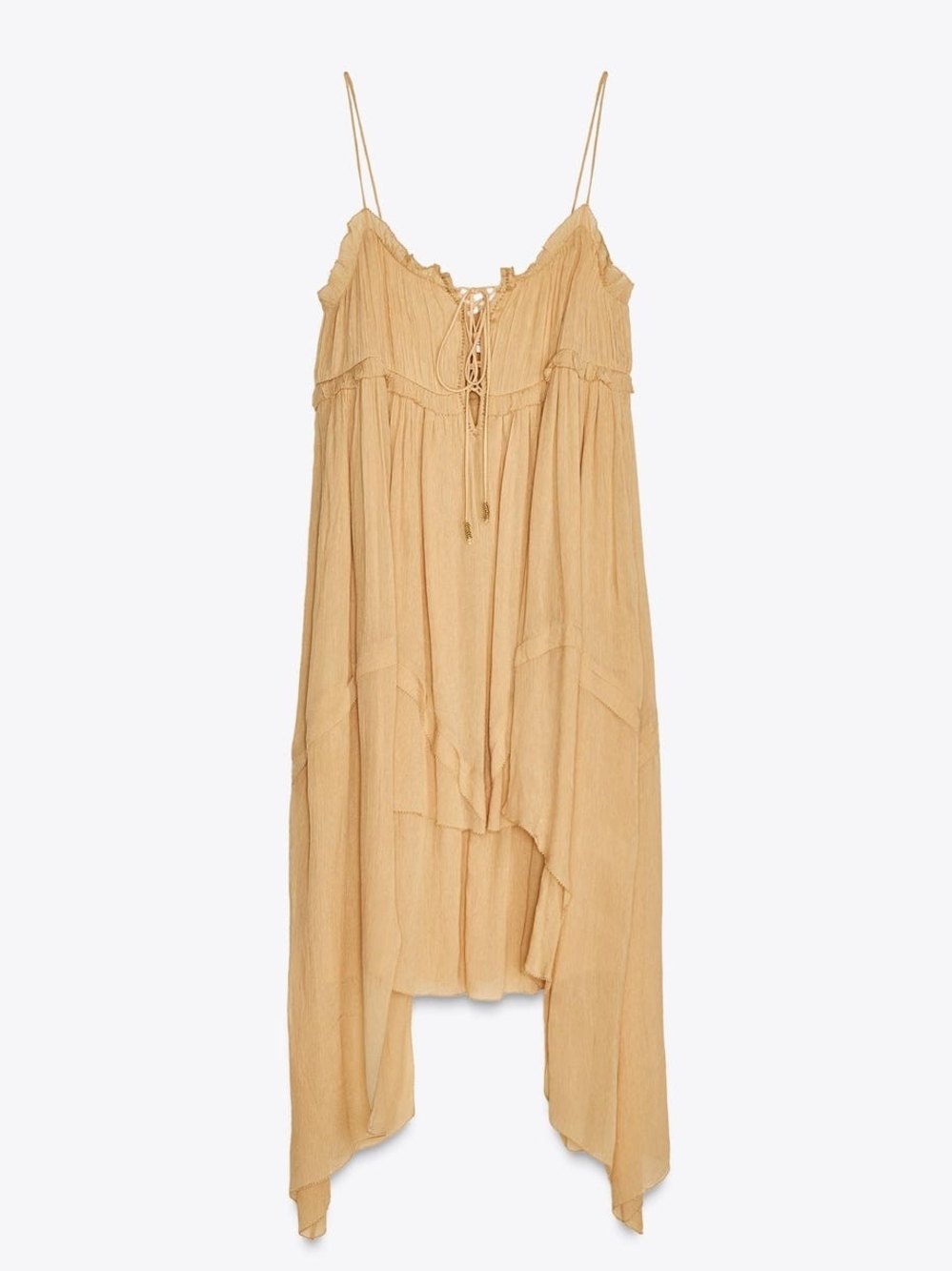 ZARA Asymmetrical Hem Beaded Detail Boho Size L Viscose Fairycore Y2K Vibes